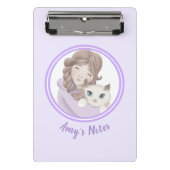 Meisje & Kat Aanpasbare Kinderen Mini Klembord (Voorkant)