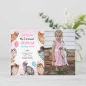 Meisje Kat Pawty Dieren Verjaardag Foto Kaart (Staand voorkant)