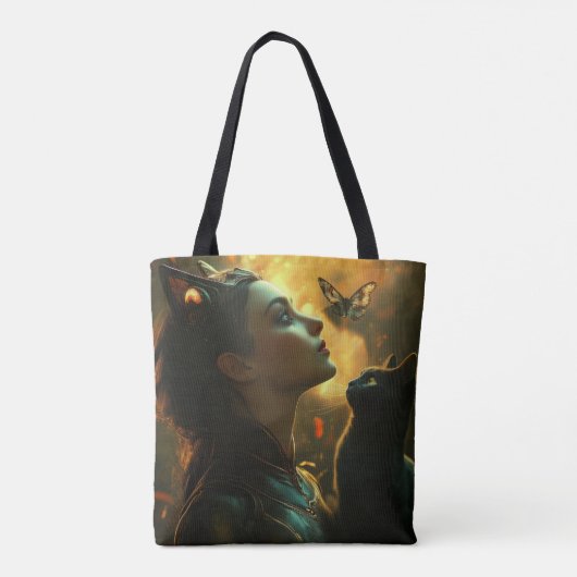 Meisje & Kat Powa Canvas tas (Achterkant)