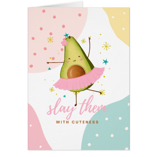  meisje Kawaii Avocado Ballerina Slay hen (Voorkant)