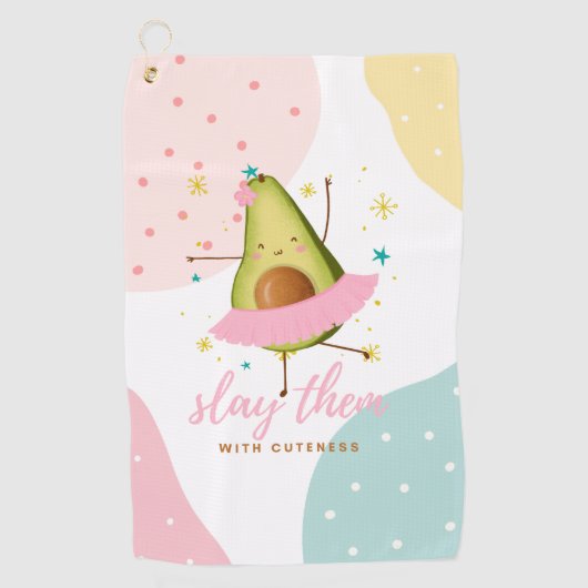  meisje Kawaii Avocado Ballerina Slay hen Golfhanddoek (Voorkant)