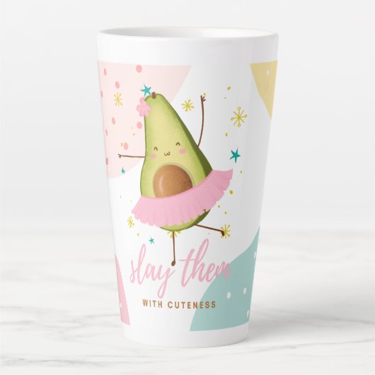 meisje Kawaii Avocado Ballerina Slay hen Latte Mok (Voorkant)