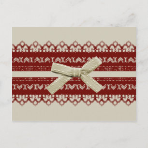 meisje Kawaii Red Lace Beige Bow Briefkaart