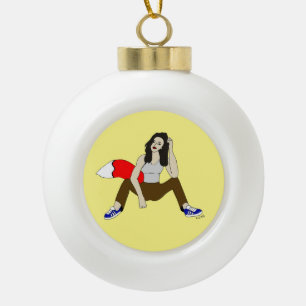 meisje keramische bal ornament