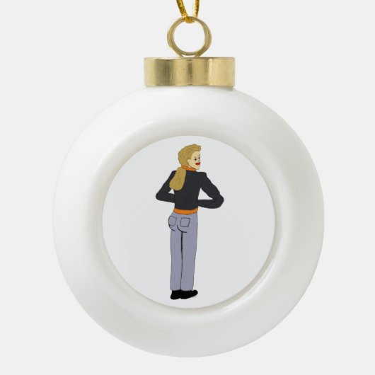 meisje keramische bal ornament (Voorkant)