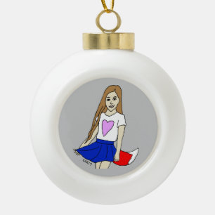meisje keramische bal ornament