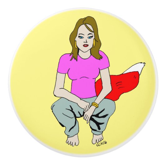 meisje keramische knop (Voorkant)