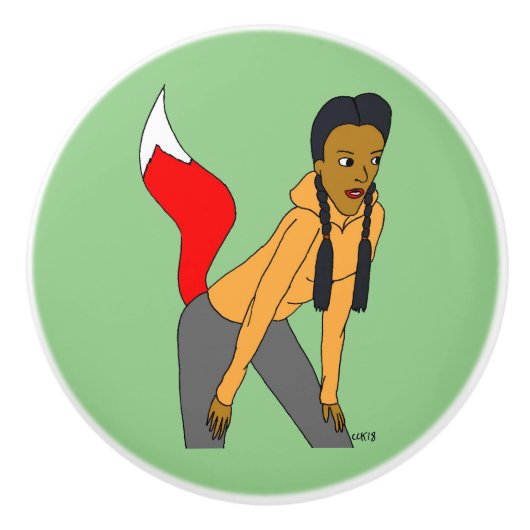 meisje keramische knop (Voorkant)