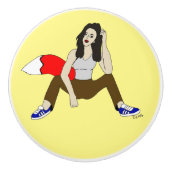 meisje keramische knop (Voorkant)