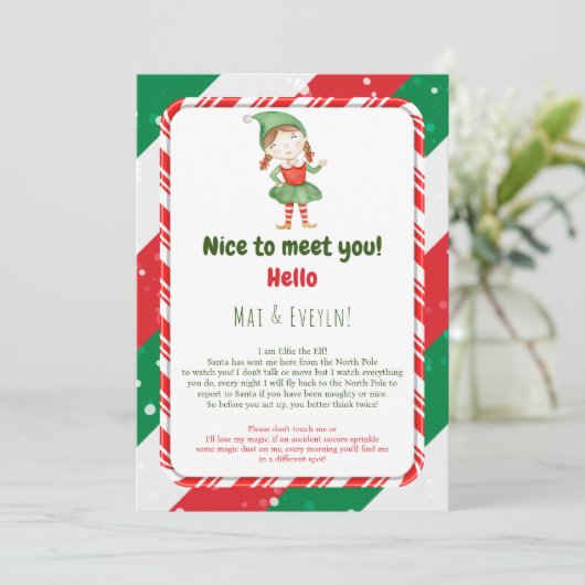 Meisje Kerst Elf Verwelkomingsbrief Kaart (Staand voorkant)