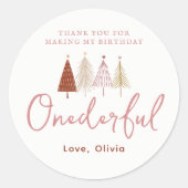 Meisje kerstboom Vernederende verjaardag Dank je w Ronde Sticker (Voorkant)