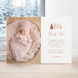 Meisje kerstboomgaard Birthday Foto bedankt kaarte Kaart