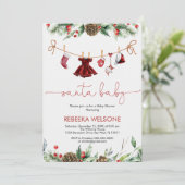 Meisje kerstman baby kerst baby shower uitnodiging (Staand voorkant)