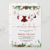 Meisje kerstman baby kerst baby shower uitnodiging (Voorkant / Achterkant)