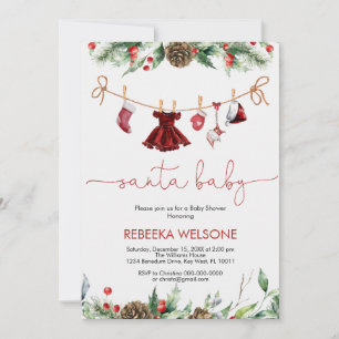 Meisje kerstman baby kerst baby shower uitnodiging