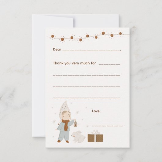 Meisje Kerstmis Bedankt notitie, vul kaart in (Voorkant)