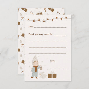 Meisje Kerstmis Bedankt notitie, vul kaart in