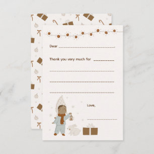 Meisje Kerstmis Bedankt notitie, vul kaart in