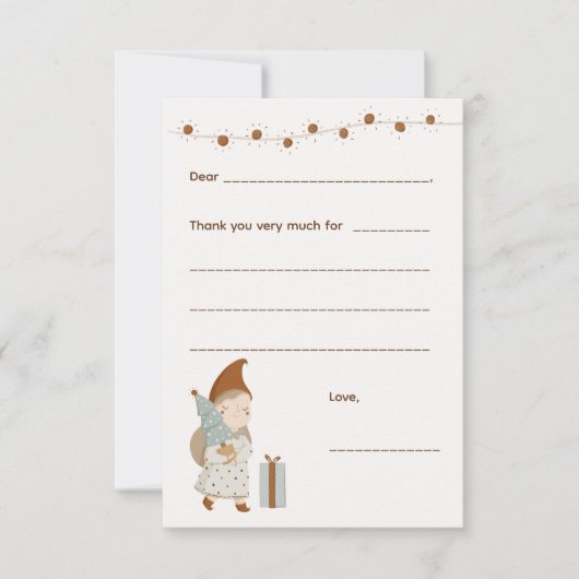Meisje Kerstmis Bedankt notitie, vul kaart in (Voorkant)