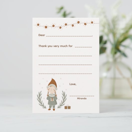 Meisje Kerstmis Bedankt notitie, vul kaart in (Staand voorkant)