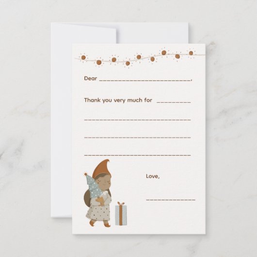Meisje Kerstmis Bedankt notitie, vul kaart in (Voorkant)
