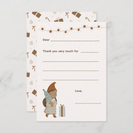 Meisje Kerstmis Bedankt notitie, vul kaart in (Voorkant / Achterkant)