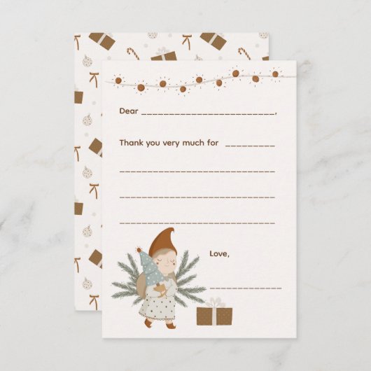 Meisje Kerstmis Bedankt notitie, vul kaart in (Voorkant / Achterkant)