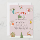 Meisje Kerstmis Een prettig klein Baby shower Kaart (Voorkant)