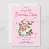 Meisje Kerstmis Uitnodiging Verjaardag Vrolijk kle (Voorkant)