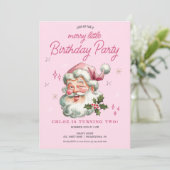 Meisje Kerstmis Uitnodiging Verjaardag Vrolijk kle (Staand voorkant)