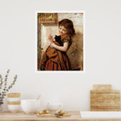 Meisje, keukenkat en vogelvaccinatieposter poster (Keuken)