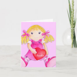 Meisje Kids lappenpop verjaardagsfeestje bedankkaa Bedankkaart
