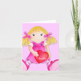 Meisje Kids lappenpop verjaardagsfeestje bedankkaa Bedankkaart