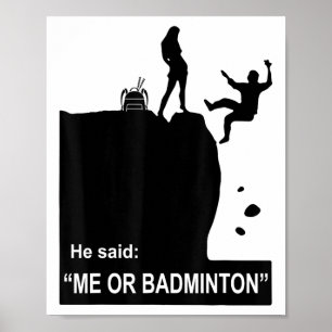 Meisje kiest badminton in plaats van jongen, hij z poster