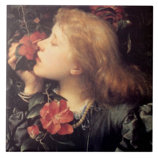 Meisje kiest een mooie ventilator (van G.F. Watts) Tegeltje (Voorkant)