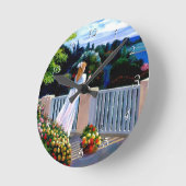 Meisje kijkt uit over de ronde rond het Middelland Ronde Klok (Hoek)