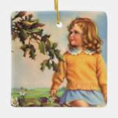  Meisje Kijkt Vogels In Een Boom, Spring Keramisch Ornament (Voorkant)