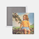 Meisje Kijkt Vogels In Een Boom, Spring Magneet (Voorkant / Achterkant)