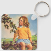  Meisje Kijkt Vogels In Een Boom, Spring Sleutelhanger (Achterkant)