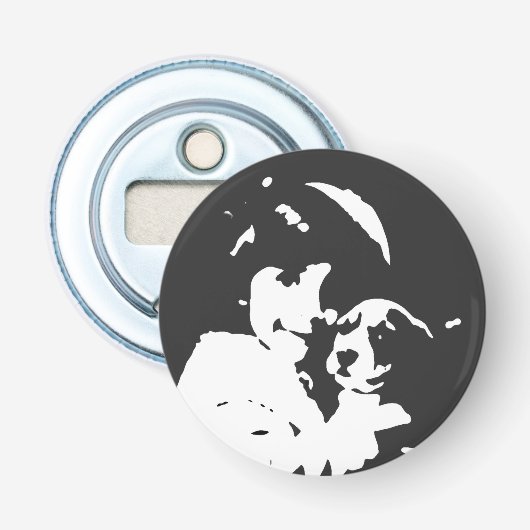 Meisje, Kind, Dier Button Flesopener (Voorkant)