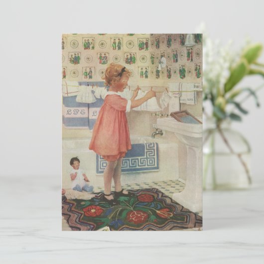  meisje, kinderkleding voor wasgoed kaart (Staand voorkant)