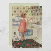  meisje, kinderkleding voor wasgoed kaart (Voorkant / Achterkant)