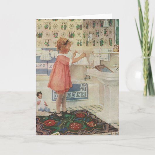  meisje, kinderkleding voor wasgoed kaart (Voorkant)