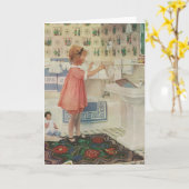  meisje, kinderkleding voor wasgoed kaart (Gele Bloem)