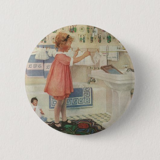  meisje, kinderkleding voor wasgoed ronde button 5,7 cm (Voorkant)