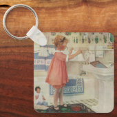 meisje, kinderkleding voor wasgoed sleutelhanger (Voorkant)