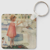 meisje, kinderkleding voor wasgoed sleutelhanger (Achterkant)