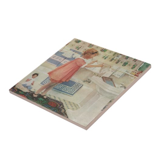  meisje, kinderkleding voor wasgoed tegeltje (Zijkant)