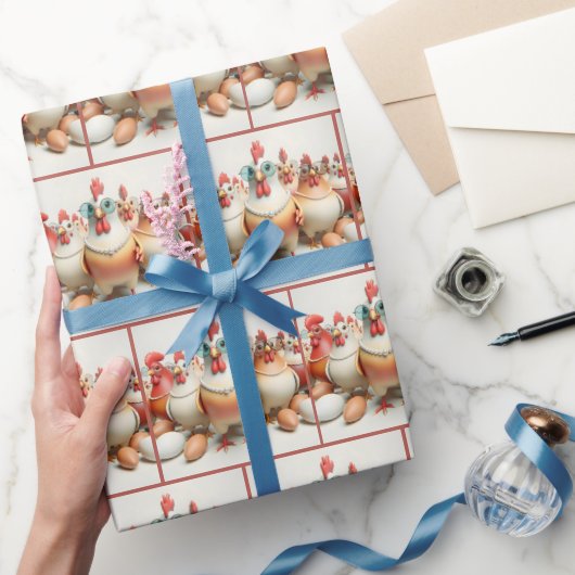 Meisje kippen dragen parel Kettingen Cadeaupapier (Geschenken)