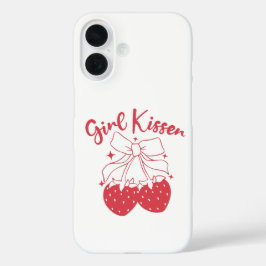 Meisje Kisser-Schattigee Aardbei Coquette Lesbisch iPhone 16 Hoesje